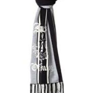 JUICY COUTURE “House of Juicy” Black Merino Wool Scarf w/logo & fringe